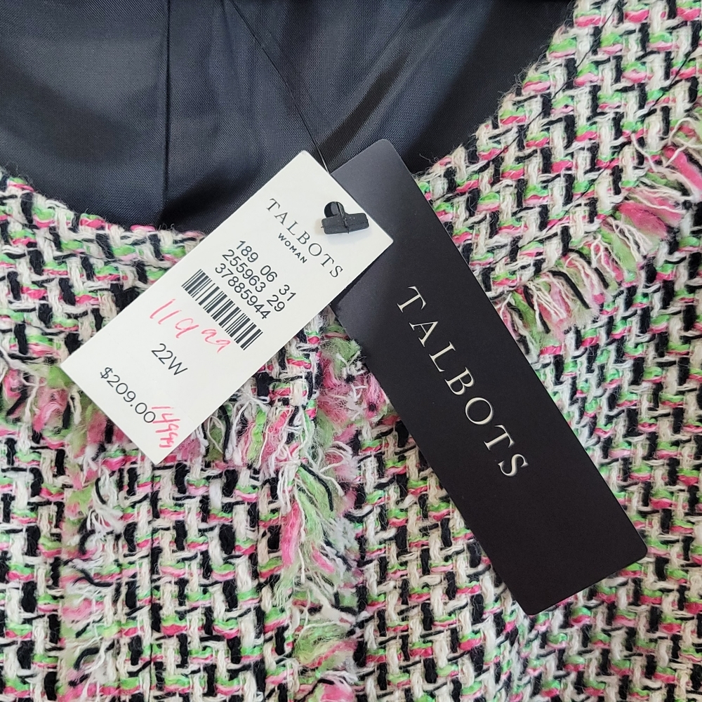 Talbot Woman Lined 3/4 Sleeve Classic Scoop Neck Button Suite Jacket 22W